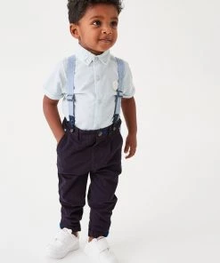 Baker By Ted Baker Navy Chino Shirt And Braces Set